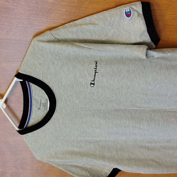 Champion Men's Heathered Grey Short Sleeve Tee with Black Accents - Picture 4 of 8